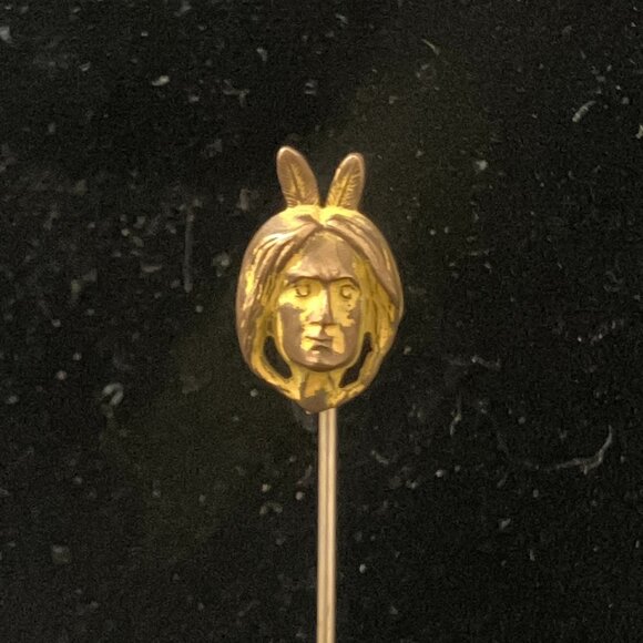 Antique Yellow Painted Native American Man Stick / Hat / Tie Pin - Picture 1 of 7